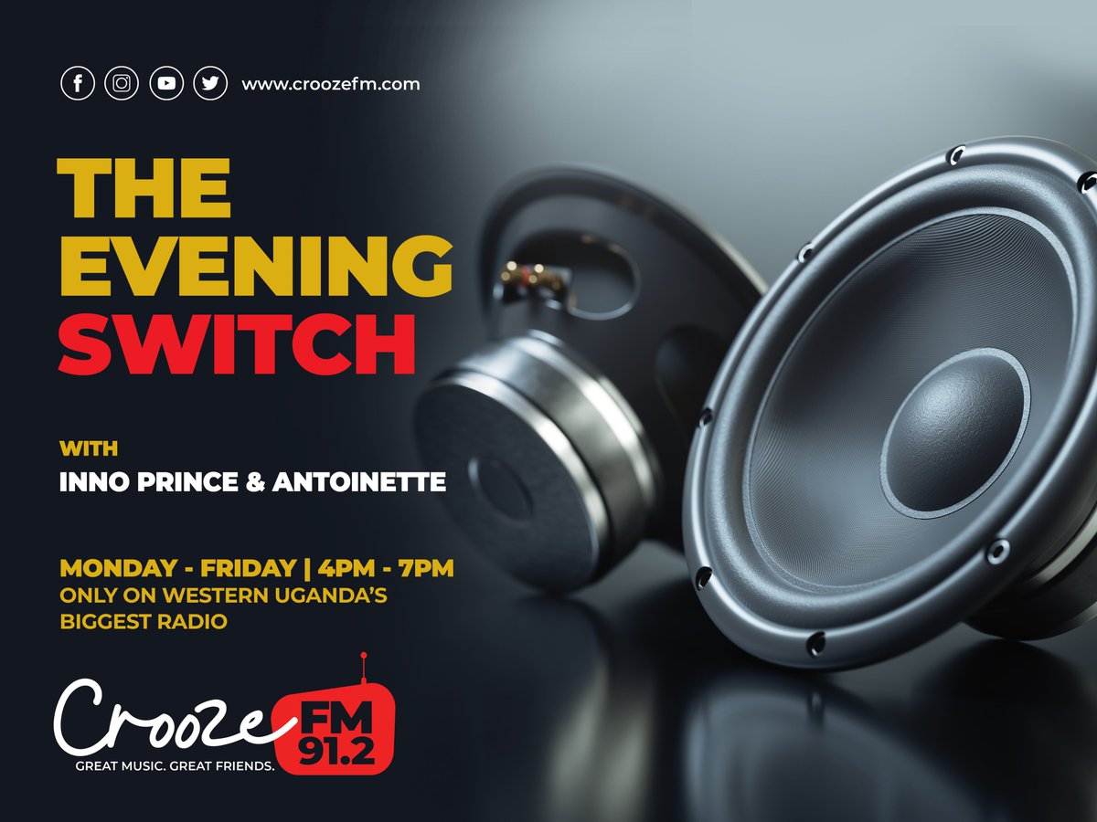 912CroozeFM's tweet photo. Thursday evenings deserve good vibes and even better company 🔥🎙️

Join #TheEveningSwitch with  @InnoPrincee and @ANTOINETTIE_  from 5PM–7PM as we bring you lively conversations, trending stories, and the perfect soundtrack to power you through the evening ⚡🎧

Stream:https://t.co/iuNb8e07Pw
#TheEveningSwitch
#CroozeFM
#Mbarara