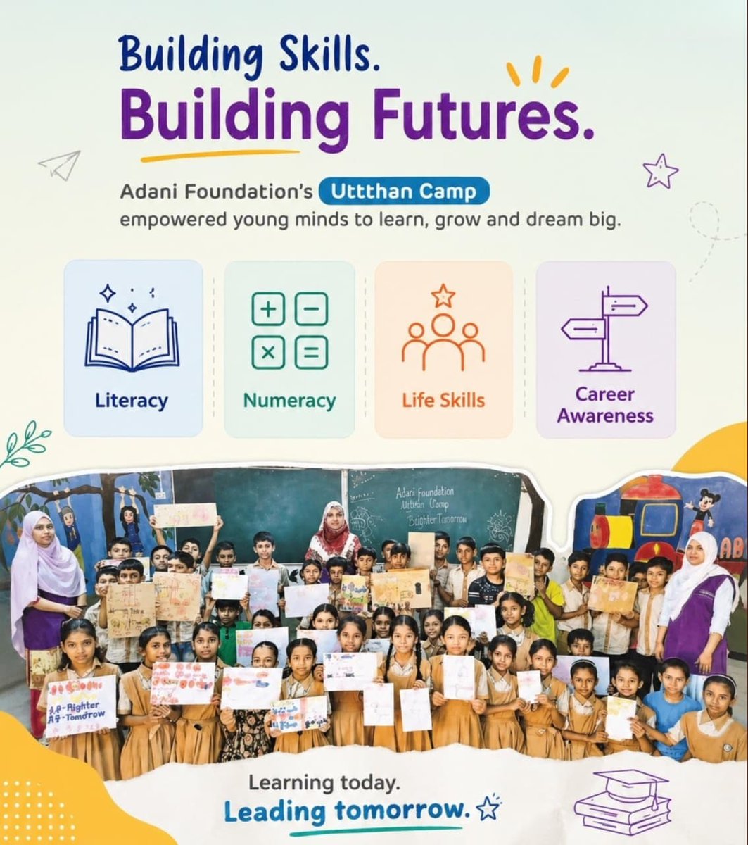 DeenaDeviIND's tweet photo. Adani's Utthan Initiative Is Preparing Students For The Real World 

Through a combination of foundational learning and practical skill development, the programme helps students build confidence and explore future possibilities.

The objective is simple: create learners who are ready not just for exams, but for life.