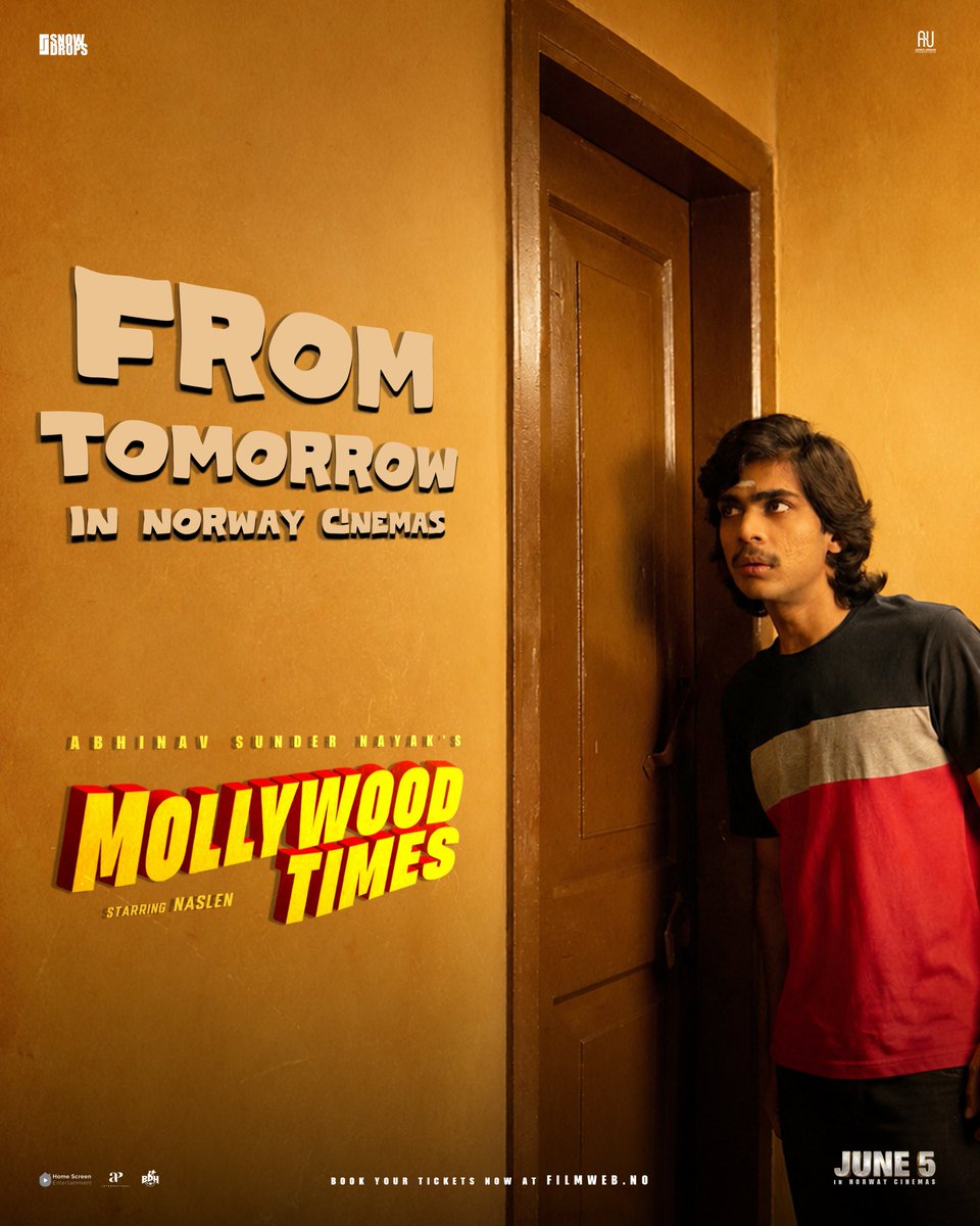 aravind_ravind's tweet photo. See you at the movies tomorrow. 🎬🇳🇴 #MollywoodTimes is finally here. ✨🍿

Book your tickets now: https://t.co/Snf2N7K4uu 🍿✨ 

GRAND RELEASE ON 5th JUNE, 2026 by @SnowdropsAs 🎥❤️ 

#Naslen @abhinavsnayak @ashiqusman #RamuSunil @O_Viswajith @jakes_bejoy @APIfilms https://t.co/UCMJBAHBD4