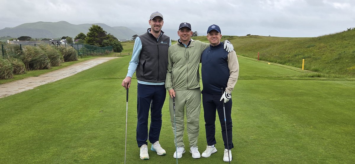 CLG_Scotland's tweet photo. Our NY guests are enjoying a hidden gem today - @dooksgolfclub. Pity about the mist - the views are spectacular! https://t.co/9oBNXJEOIo