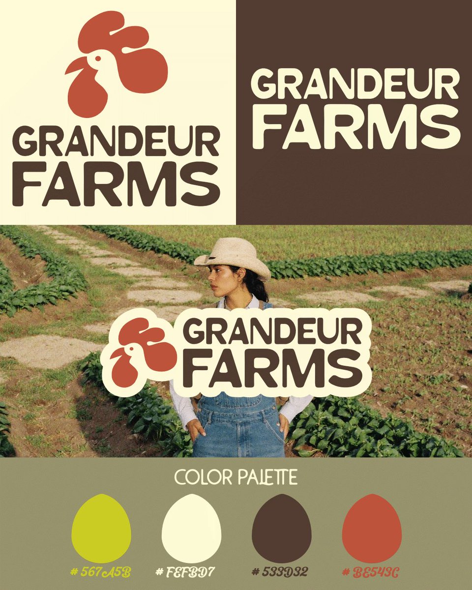 huddlestech's tweet photo. A playful brand identity for a farm committed to healthy living. https://t.co/SApuBrpkik
