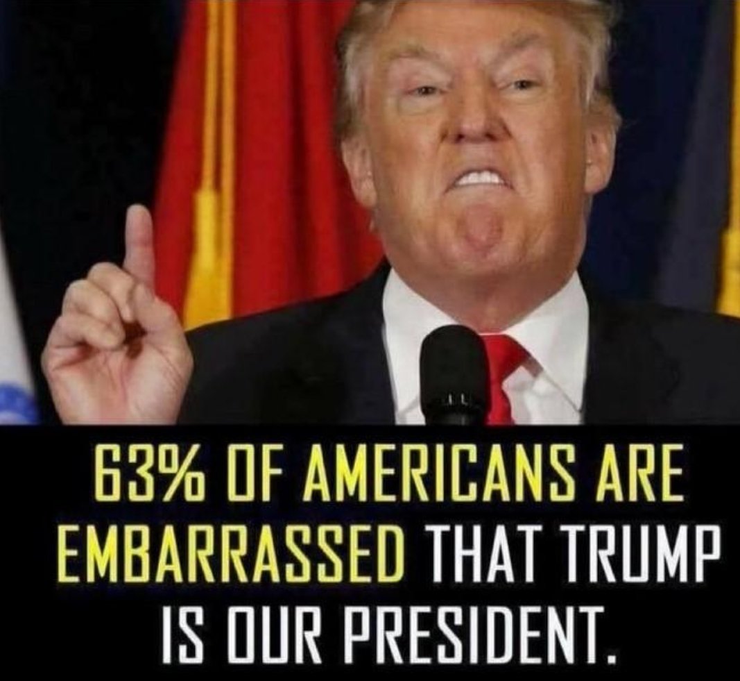 alexzyan007's tweet photo. Let's debunk this BS claim 👇

63% of Americans embarrassed by Trump as President?

Be honest — are you embarrassed? Reply with YES or NO." https://t.co/f0CYh036rc