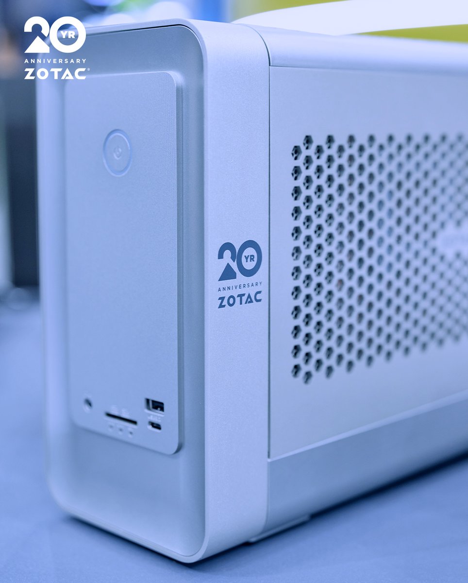 ZOTAC's tweet photo. Celebrate ZOTAC's 20th with limited-edition PC cases &amp; GPUs! 🥳✨ Built to power your next decade of wins. 🦾🚀 📍 Visit us at COMPUTEX. Ask for a secret giveaway code 👀 

#ZOTACGAMING #ZOTAC #COMPUTEX2026 #ZOTAC20th https://t.co/eMlCFhXhQH