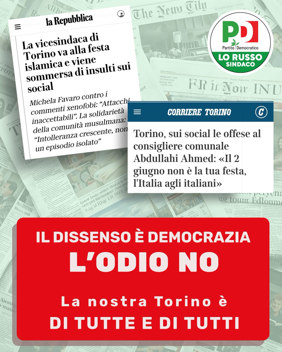 PdComuneTo's tweet photo. 2 persone diverse, 2 episodi diversi, 1 unico schema: trasformare il dissenso in odio, colpire chi è invece di discutere cosa fa.
Il confronto, anche duro, appartiene alla democrazia. Gli insulti per la fede, le origini o l'identità non vi appartengono.
#razzismo #islamofobia https://t.co/jo5zFrQ09B