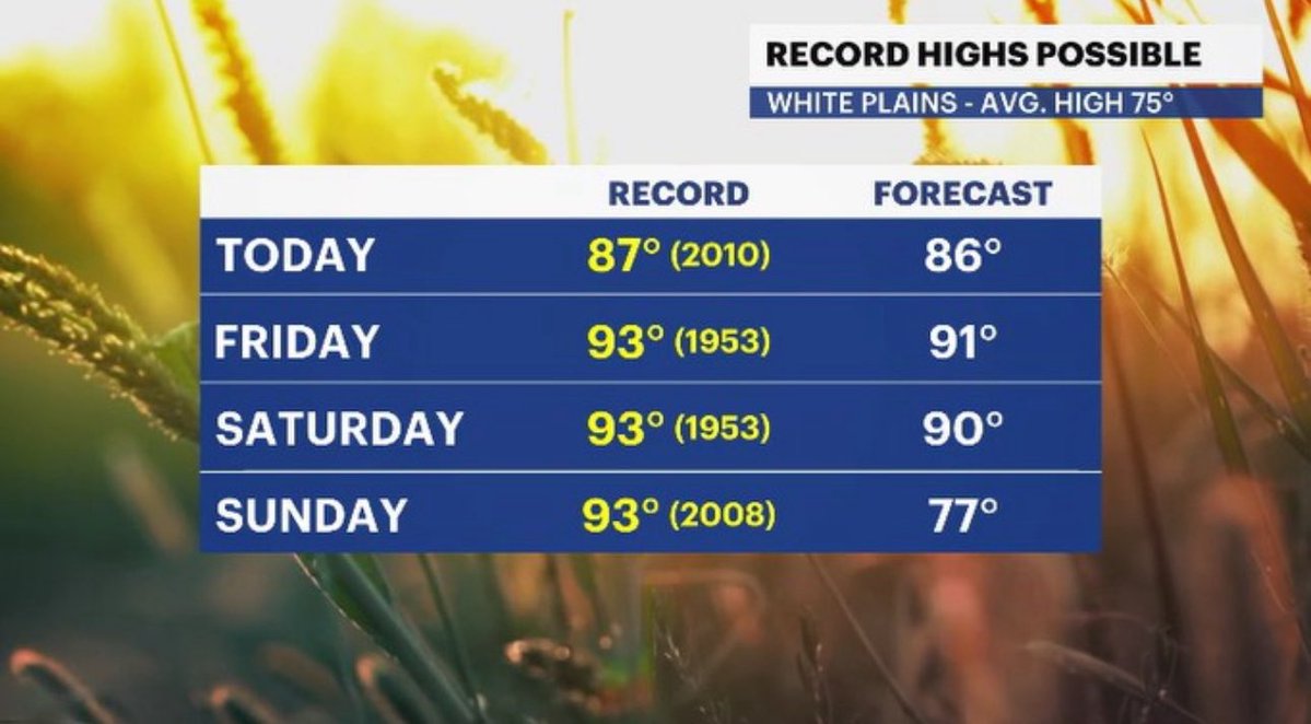 AddisonGreenWX's tweet photo. Grab the sunglasses 😎 and the sunscreen 🧴 today in the #HudsonValley!

🌤️ we got p. sunny skies &amp; warm temps 
🤧 along with UV index, pollen also high 
🥇 ❓ potential record high temps in sight
🌧️ rain is in sight for the weekend

https://t.co/0V5Ft6Vecf

#nywx #news12 https://t.co/3yJRmeaavX