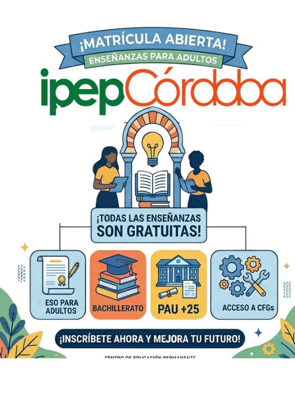 ipepcordoba's tweet photo. Recuerda que ya esta abierto el proceso de matriculación para el curso 2026/2027. Toda la info en nuestra web. Y como siempre encantados de atenderos de forma personalizada presencialmente, 📞ó📩 https://t.co/ywXpYjF12b https://t.co/pGNUoZTymA