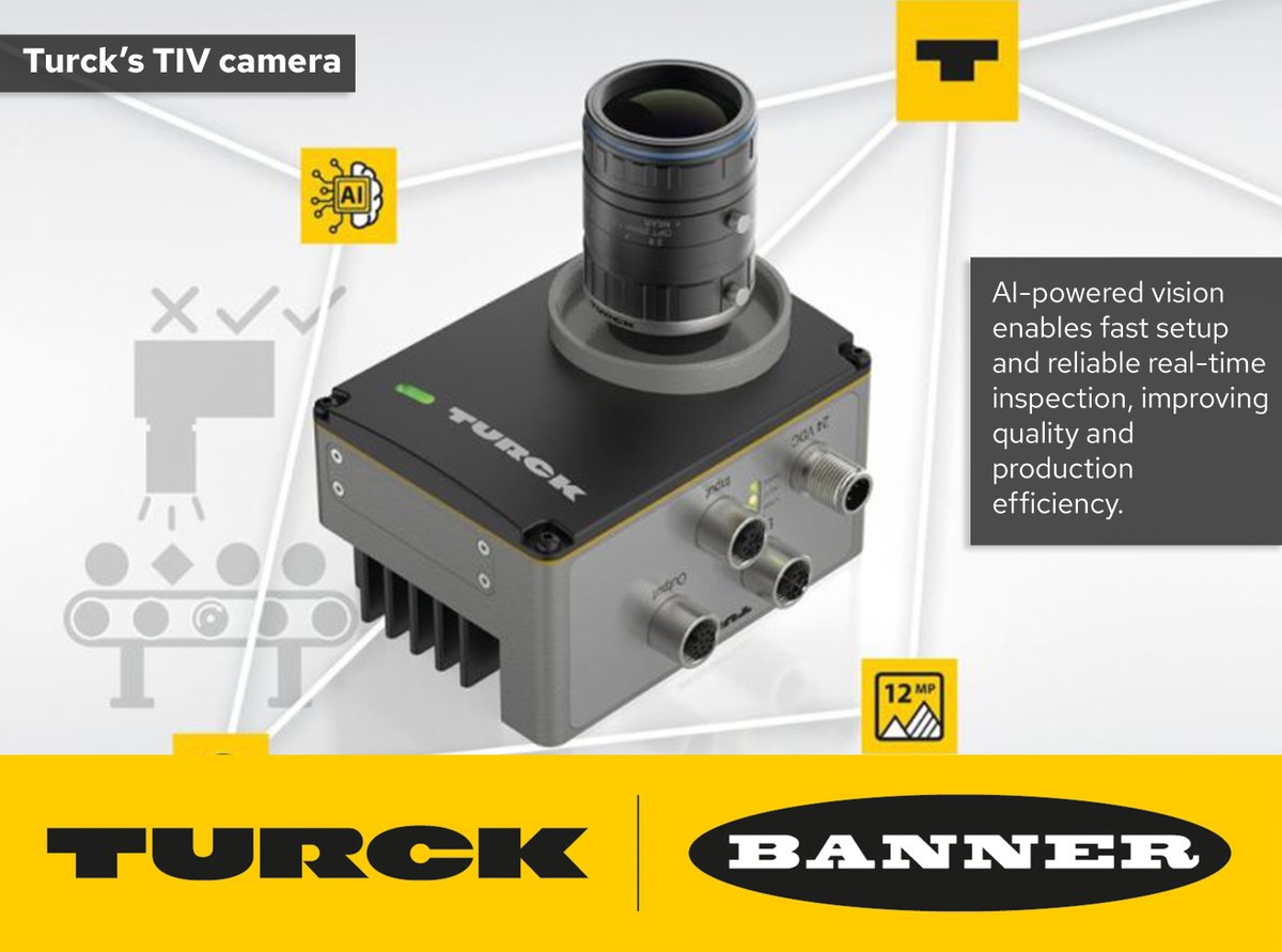 TurckBannerUK's tweet photo. 🤖 Train instead of program

The TIV AI camera learns inspection tasks from a few images and detects errors in real time.

Faster setup. Smarter inspection.

👉 Learn more: https://t.co/2xxoiIVx7f

#Turck #AI #MachineVision #Industry40 https://t.co/aNm5UaOFMB