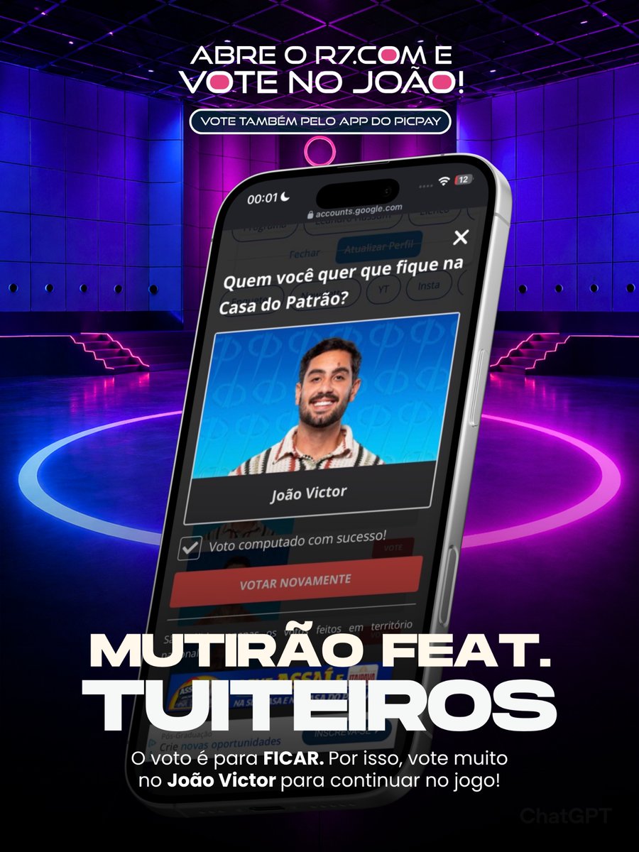 joaovcassoli_'s tweet photo. 🔥 MUTIRÃO #FICAJOÃO FEAT. TUITEIROS @bielfazendeiro @falatusam @jaquecoments @lucascomenta_ @RobCursino @SeverinoClaud12🔥

O VOTO É PRA FICAR, ENTÃO VOTE NO JOÃO!!!

⏰ ENCERRA ÀS 19H

👉🏼 A cada 10 votos, comente um emoji. FOCO TOTAL NO R7!!!!!!

LINK: https://t.co/poDomO7lDp

 #CasaDoPatrão #TeamJoão