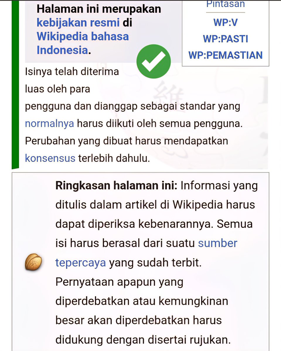 fruitydusk's tweet photo. @sodarasodare @bbygiveitup @Radityo_utomo Dan walaupun di Wikipedia bisa di edit, tetap ada aturan Wikipedia:pemastian terutama dalam pembahasan saintek, dengan memberi rujukan yg tadi gw sebut daftar pustaka. https://t.co/ngW4EJImKg