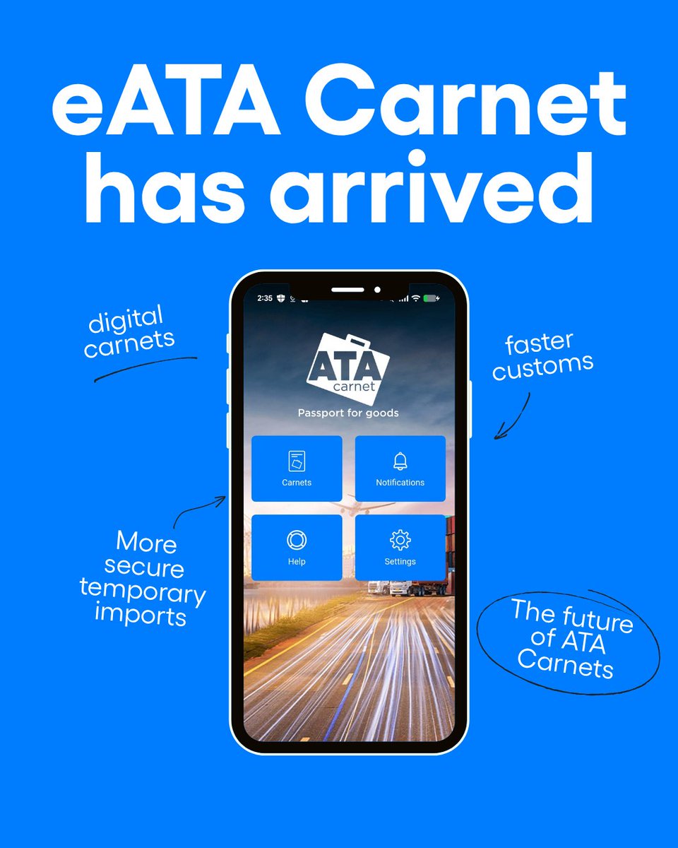 iccwbo's tweet photo. #eATA Carnet is now live and transforming temporary imports.

Developed in coordination with the @WCO_OMD, the system enables carnet holders and customs authorities to manage declarations digitally, helping to make cross-border procedures faster, more secure and more efficient.

Learn more: https://t.co/ufSNgtUUHa