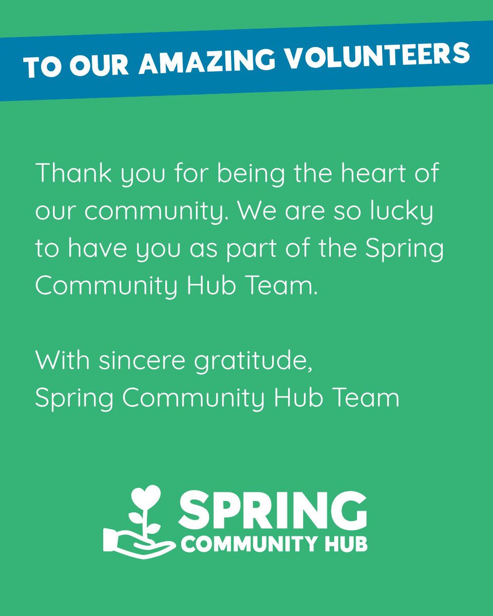 SpringCommHub's tweet photo. To our amazing volunteers: Thank you for your kindness and dedication! 🌟 You make a real difference at Spring Community Hub every day. We couldn't do it without you! ❤️ https://t.co/DPMa3LR2mP