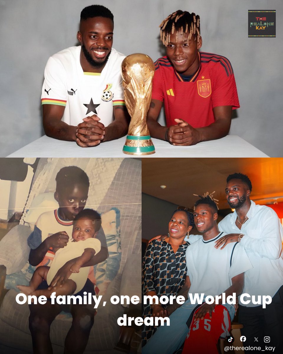 therealone_kay's tweet photo. 🇬🇭🇪🇸 The Williams brothers are set for another special moment on football’s biggest stage.

While Iñaki Williams will lead the line for Ghana, his younger brother Nico Williams is expected to be one of Spain’s key players at the 2026 FIFA World Cup.

Years after growing up with the same dream, the two brothers now find themselves preparing for another World Cup, carrying the hopes of two different nations while making their family proud. ❤️⚽🌍