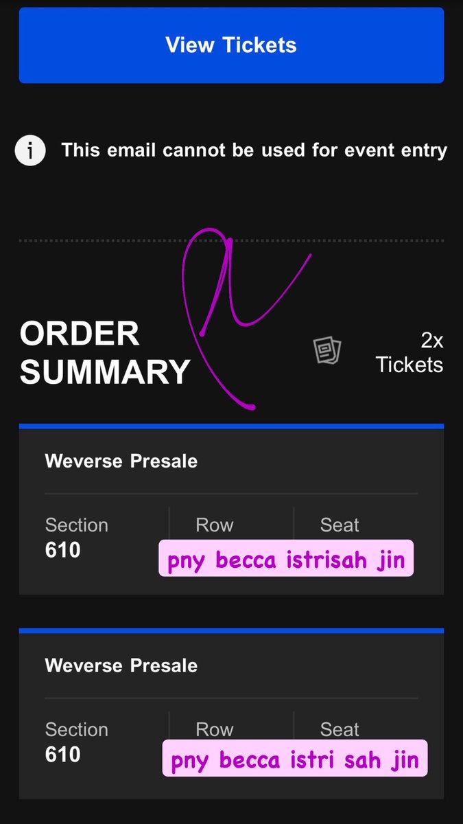 epiphanybecca's tweet photo. WTS / Want To Sell :

BTS Arirang World Tour in Singapore Dec17th 2026 or day 1 - cat 5 only 2tix (sebelahan) ‼️

reason of selling : upgraded seat.

trusted ya karena pembelian pribadi (temen yg beli) DM yg minat thankyouu :) https://t.co/kKx5EIkdYc