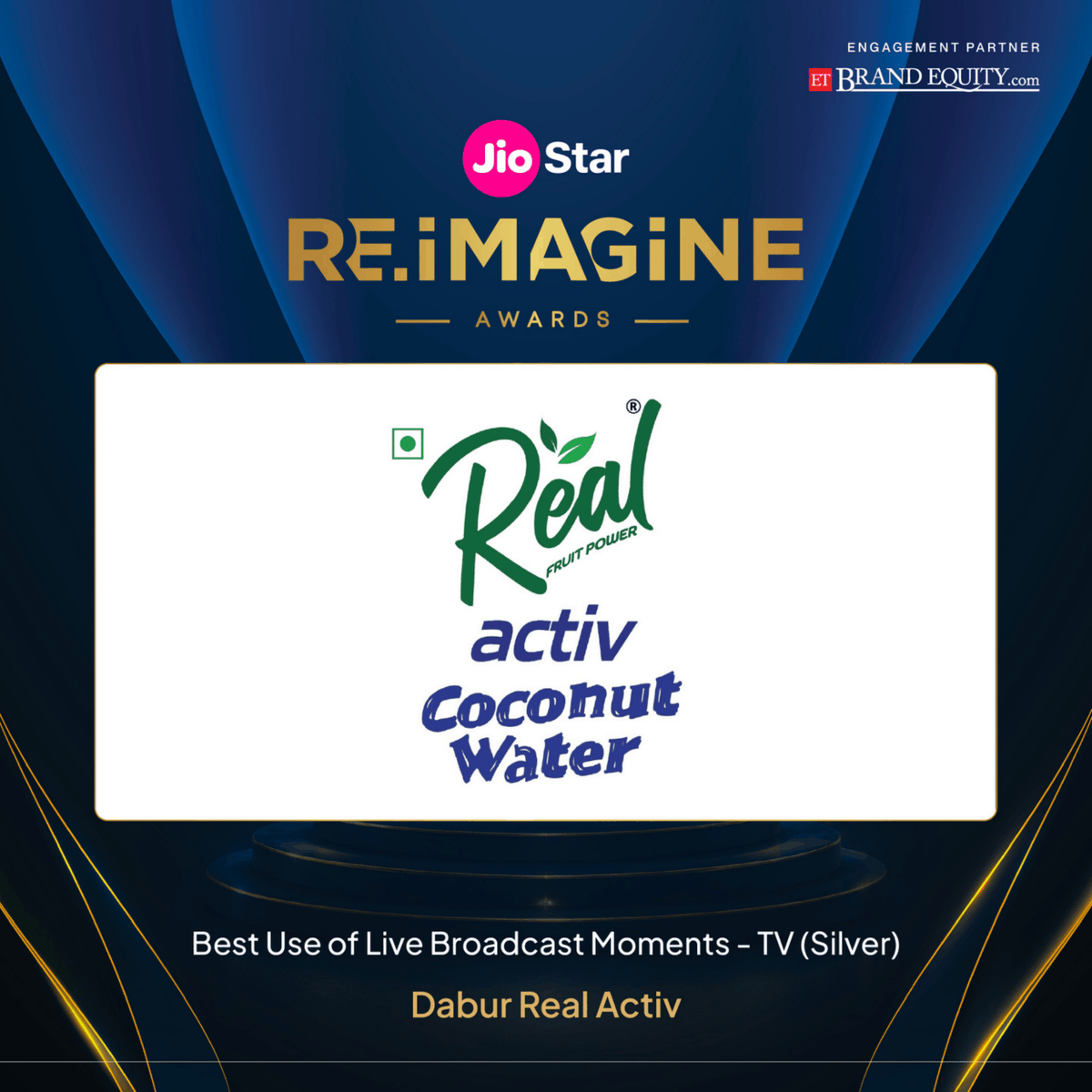 ETBrandEquity's tweet photo. Announcing the winners of Best Use of Broadcast Moment , TV &amp; Digital at the JioStar RE.iMAGiNE Awards 2026.

#JioStarReimagineAwards #Reimagine2026 #Winners https://t.co/mzQc5rnjFO