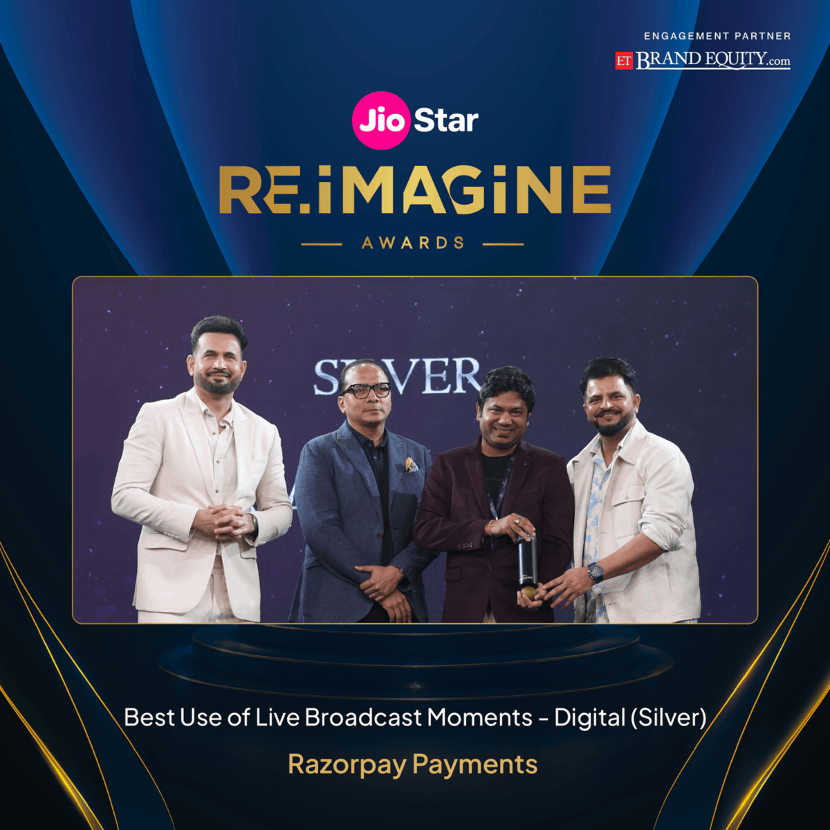 ETBrandEquity's tweet photo. Announcing the winners of Best Use of Broadcast Moment , TV &amp; Digital at the JioStar RE.iMAGiNE Awards 2026.

#JioStarReimagineAwards #Reimagine2026 #Winners https://t.co/mzQc5rnjFO
