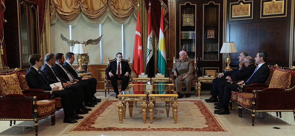 TC_ErbilBK's tweet photo. Büyükelçimiz Sayın Anıl Bora İnan Erbil ziyareti çerçevesinde KDP Başkanı Sayın Mesud Barzani ile IKB, Irak ve bölgemizdeki güncel gelişmeler ile ikili ilişkilerimizi ele almıştır.

…

In the context of his visit to Erbil, H.E. Ambassador Anıl Bora İnan held a meeting with H.E. Mr. Masoud Barzani, President of the KDP, during which they discussed recent developments in the KRI, Iraq, and the broader region, as well as bilateral relations.