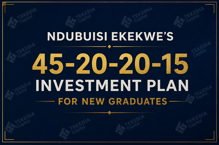 ndekekwe's tweet photo. Career is more than making money. Yet, money has a way of reducing many inconveniences of life. That is why I still find it strange that a young person can attend a university for four or five years and graduate without anyone making a deliberate effort to educate him or her on personal economy and finance.

Yes, universities teach corporate finance, accounting, economics, and broad frameworks on how companies and governments optimize factors of production to create value. But very few systems teach young people how to manage their own money, build assets, allocate capital, and develop long-term financial independence. For me, that remains one of the major gaps in modern education. If education is the liberation of the mind, financial liberation should be a required course.

As a banker, I learned one important lesson early: how much you earn is only a small component of financial success. Many people focus entirely on income while ignoring investment and associated allocation. But wealth is rarely built only from wages; wealth is built from systems, discipline, and compounding capital which is money with direction. Yes, money is a scalar quantity, but capital is a vector quantity, having both magnitude and direction {revisit your JSS3 Integrated Science notebook}.

Interestingly, financial independence requires moving from a static phase to a dynamic phase, like mechanics in physics. In other words, you must take action. And taking action begins with having a plan. In my first month as a banker, I developed what I called the 45-20-20-15 Strategy, a simple portfolio allocation framework I still explain today in Tekedia Mini-MBA when discussing financial planning and personal economy for young professionals.

The structure was straightforward:

45% – Self and Family: (Car, accommodation, clothing, family, etc.)

20% – Personal Development: (Professional certifications, books, training, conferences, capability dev)

20% – Others:  (Flexibility, lifestyle, emergencies, miscellaneous)

15% – Investments:  (Dividend-paying stocks, etc)

Running simple projections using assumptions around dividends, compounding, inflation, and currency stability, I estimated that for every five years of disciplined investing, the portfolio could eventually generate the equivalent of about two years of wages without active work. (This did not turn out well as Naira lost value and messed up my model. Had I done this in US, a bestseller would have emerged).

That realization changed my understanding of money forever. Of course, my allocation system has evolved over time because life itself evolves. But one thing has remained constant: there is always a plan, including to compensate for Naira gyration.

Simply, if you do not allocate your resources consciously, circumstances will allocate them for you. But remember: circumstances are poor fund managers. Video here https://t.co/Ma30MVx0tK