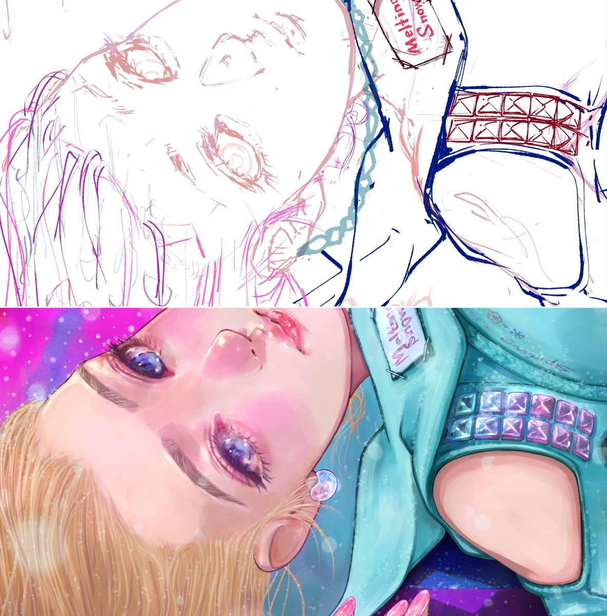 ラフ→完成 #イラスト #初夏の創作クラスタフォロー祭り #絵柄が好みっ
