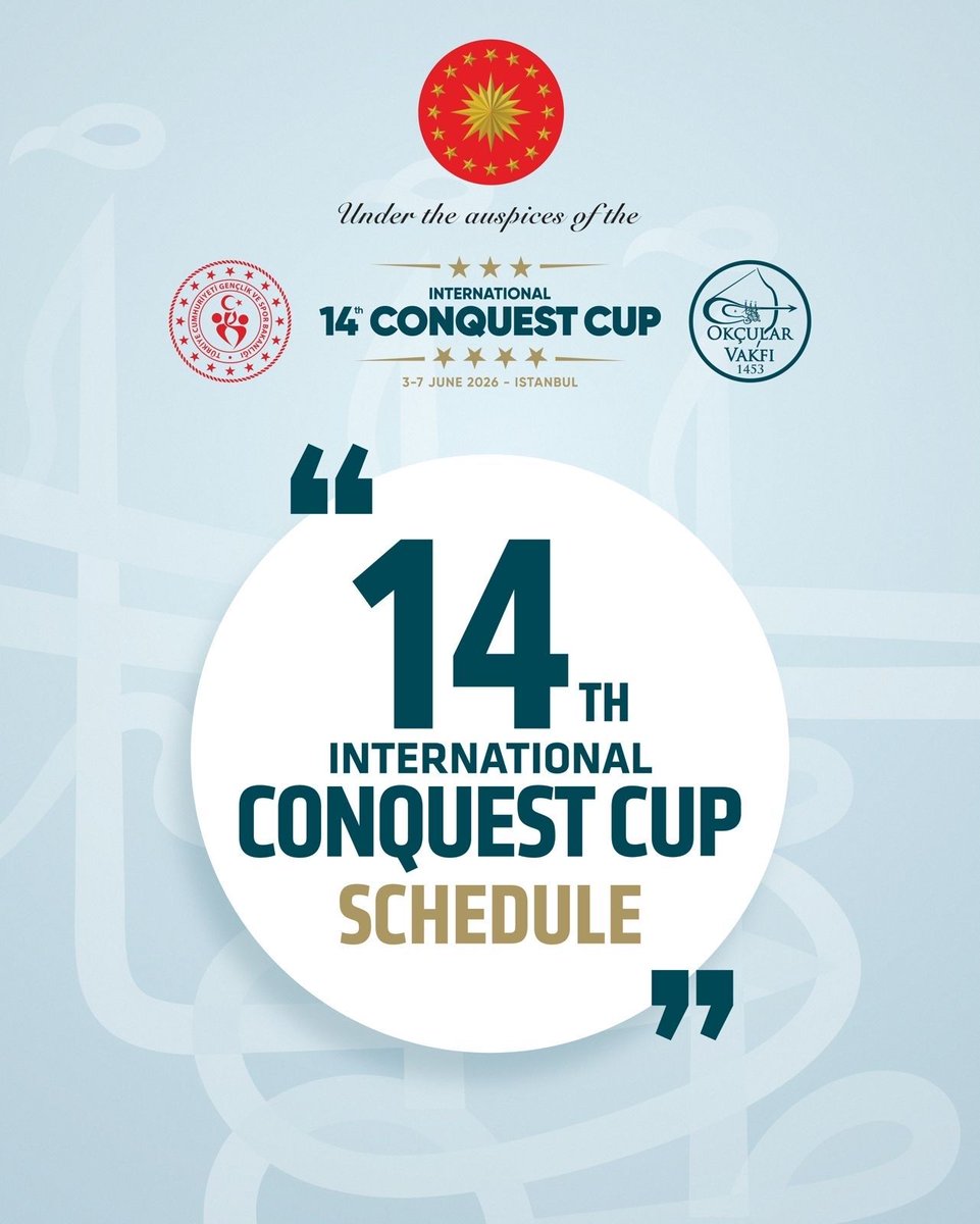 OkcularVakfi's tweet photo. 📅 The 14th International #ConquestCup competition schedule is now available!

Swipe for more details.  🏹 https://t.co/IcStR2f4pr