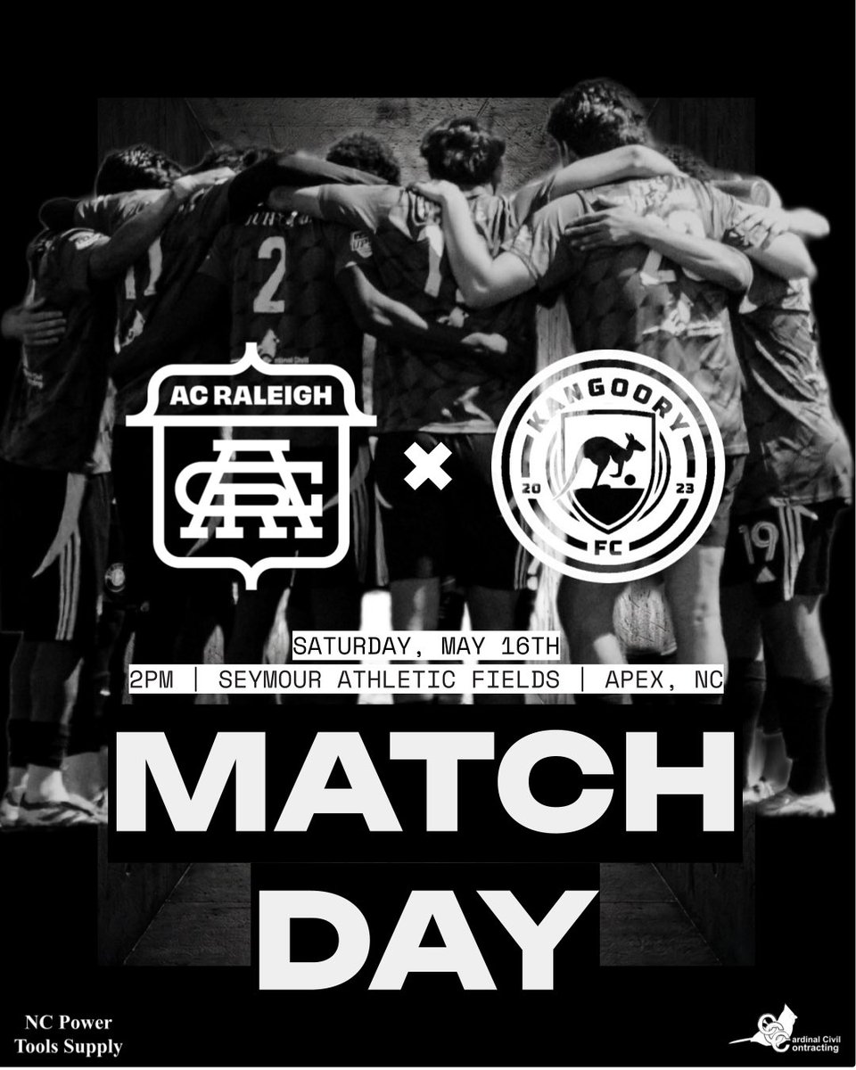 AC_Raleigh's tweet photo. Another huge Division 1 match up! 

🆚 Kangoory FC

📆 Saturday, May 23rd 2026

🕛 2pm

🏟 Seymour Athletic Fields https://t.co/090LBgRL6s