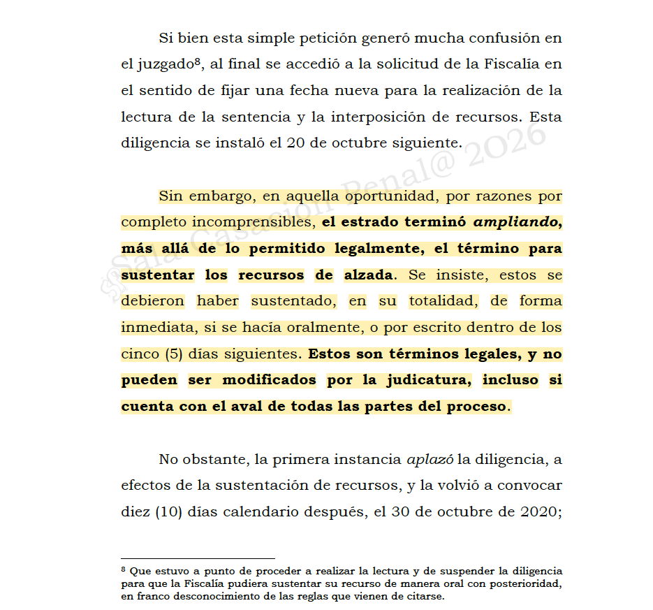 Melovides's tweet photo. El juez amplió indebidamente el plazo para sustentar recursos de alzada, dado que si se hace oralmente, se debe finalizar la sustentación en la misma audiencia y no puede ser modificados por la judicatura. https://t.co/GuqDYudWpz https://t.co/tfK4XEN2rT
