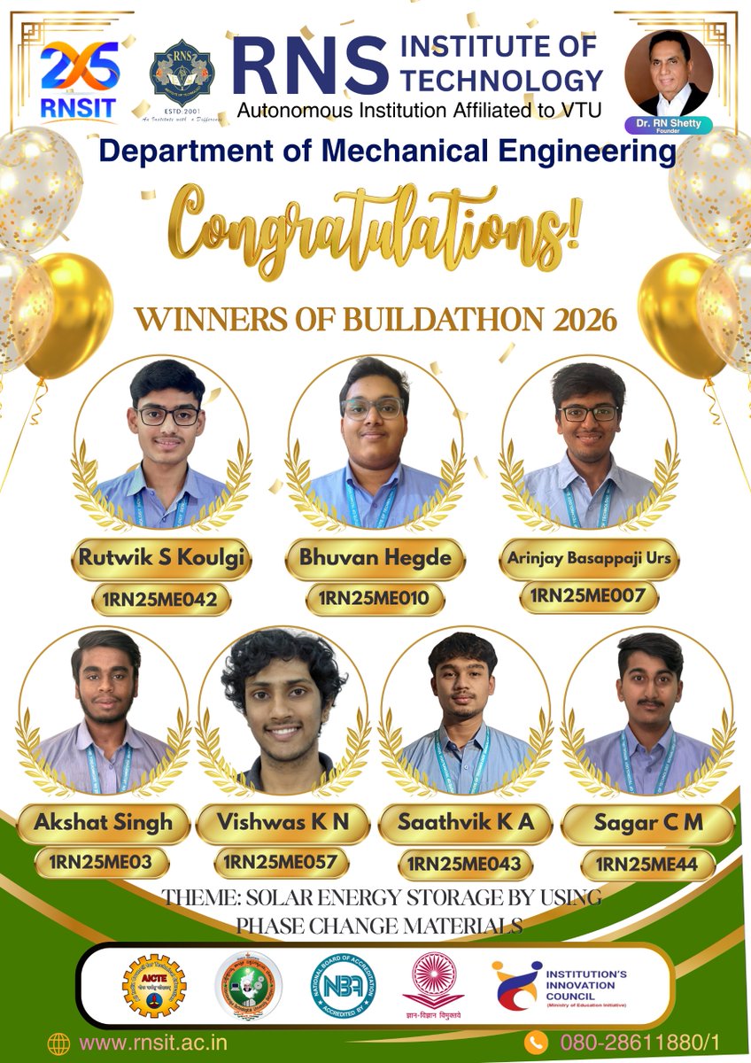 rnsit_mech's tweet photo. 🌍🏆 Winners of Earth Week-Buildathon @ RNSIT are announced!

The Mechanical Engineering Department proudly showcased innovative sustainable solutions developed by students.
Do check out the post and support our young innovators! 🌱✨ https://t.co/39hlsY4TLj