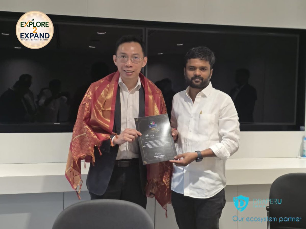 Explore2Expand's tweet photo. 🤝 Driving innovation &amp; global collaboration through impactful discussions on cross-border growth and ecosystem building with Pengfei Chen, Joel Teh &amp; WTITC. Together, enabling stronger entrepreneurial partnerships worldwide 🚀🌍
#WTITC #Innovation #GlobalBusiness #DraperUIndia https://t.co/TXsgrniCYC