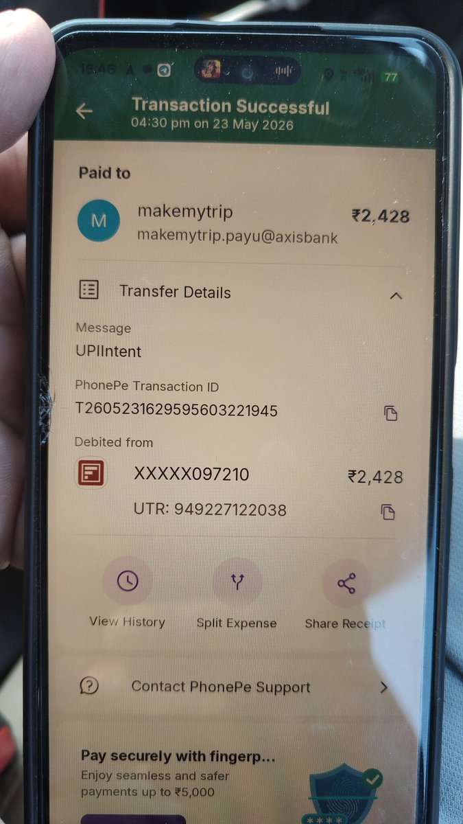 chowdaryjdp's tweet photo. Payment debited @makemytrip @makemytripcare we are on road with family still not received it what's the f**  going on https://t.co/ftP1hGpAuC