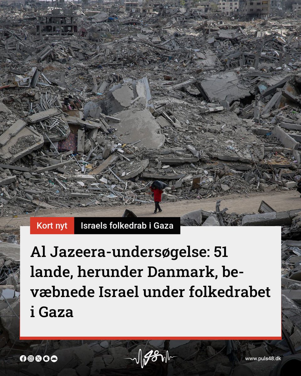 Puls48_Nyt's tweet photo. Al Jazeera-undersøgelse: 51 lande, herunder Danmark, bevæbnede Israel under folkedrabet i Gaza

Læs mere på: https://t.co/Rvox1cjXBa https://t.co/2gxIvBpXRs