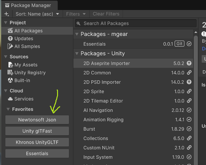 unitycoder_com's tweet photo. Small editor tool to add Favorites section into PackageManager (for those packages that you always need to google the name for, since unity said they dont want to add too many packages in the searchable list..). Also supports git urls.
https://t.co/NLFNxEV3zx #UnityTips https://t.co/euzd9EDg5n