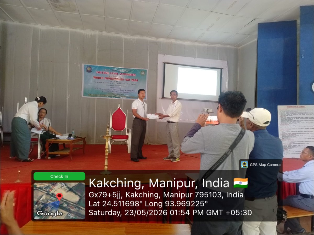 DOECCManipur's tweet photo. Symposium held at Kha Manipur College on the United Nations theme for World Environment Day, “Inspired by Nature. For Climate. For Our Future,” on 23 May 2026. https://t.co/jdb8iQ5vSM