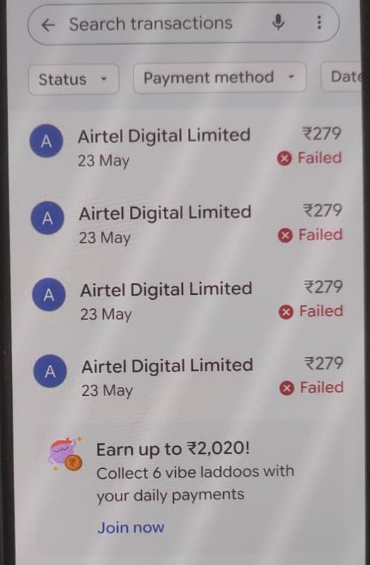 AMwithKARMA's tweet photo. Hon'ble Prime Minister Sir @narendramodi, Ma'am @nsitharaman,
@TRAI @airtelindia @Airtel_Presence #India
I need help understanding the advance auto-pay process, why it is dropping by one day each month. It started on Feb 26th, then March 25th, April 24th, now May 23rd (not paid). https://t.co/mYwDsq94Ly