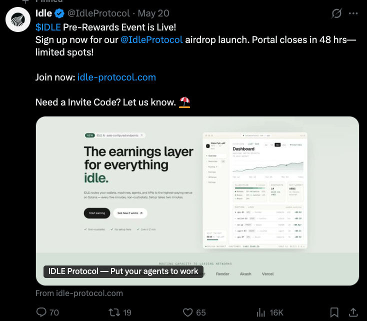 idle__protocol's tweet photo. @X @Safety @elonmusk @nikitabier 

Our official account @IdleProtocol was compromised (2FA by attacker).  

The hacker added himself as delegated signer on our account and locked us out.  Website clearly shows it’s hacked. Recent posts are 100% scams - do not interact.

We’ve submitted the official hacked account recovery form multiple times with full proof.  

Attaching screenshots of the malicious delegation, 2FA change, and malicious post.

Please help restore the legitimate team’s access to @IdleProtocol
