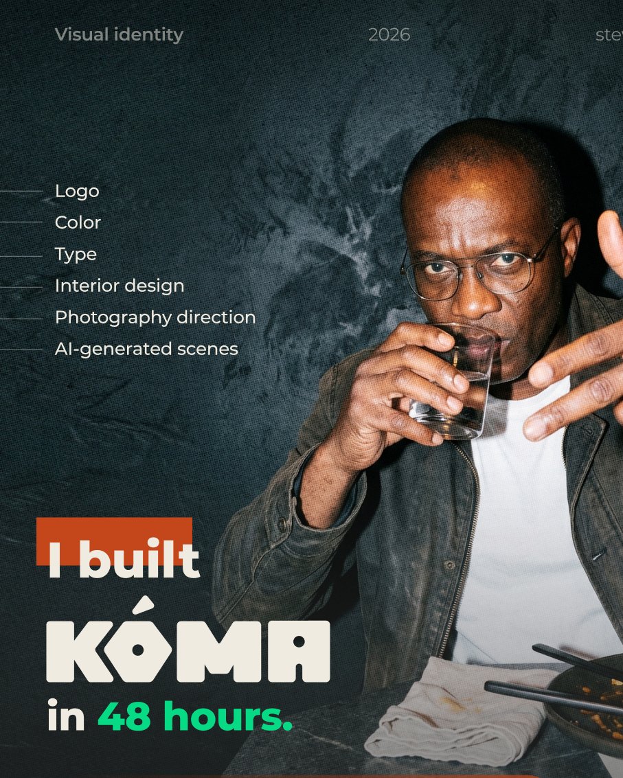 stevezeeal's tweet photo. Most brand identity work stops at the logo.  For KOMA I kept going. Here's what comprehensive creative direction actually looks like 👇 https://t.co/46L1W6xhSA