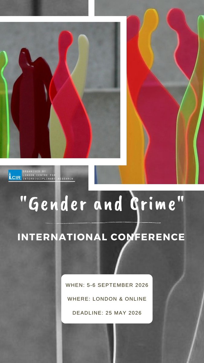LCIResearch's tweet photo. Don’t let your abstract become a cold case!

⏳ Only 2 days left to submit!

Who commits crime, who gets punished, who gets believed — and how does gender shape it all?

Join us for the International Conference “Gender and Crime”

🌐 https://t.co/9M6Wzorcn6 https://t.co/8A9E9E82Iy
