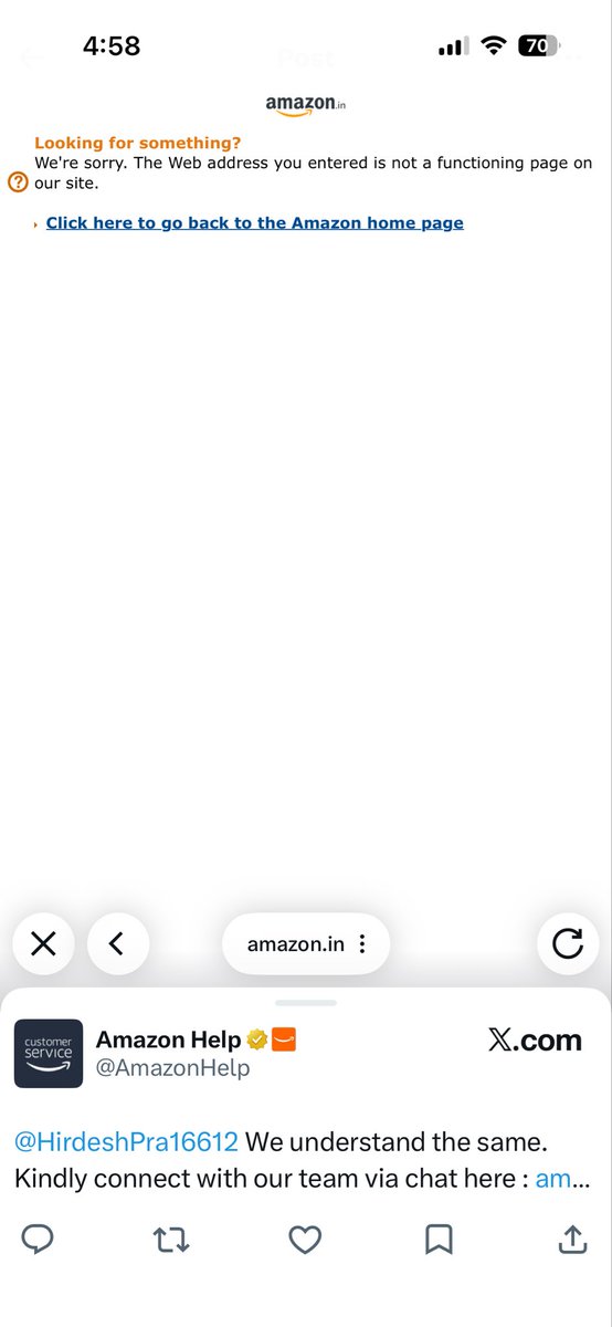 HirdeshPra16612's tweet photo. @AmazonHelp Getting below error page! https://t.co/03jzTzhxZ3