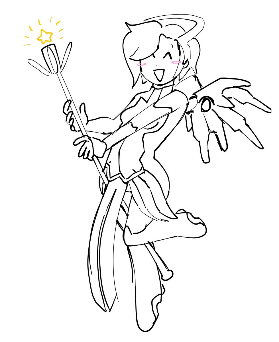 S_N_I_4's tweet photo. Mercy doodle #overwatch https://t.co/BtdKlLIo6W