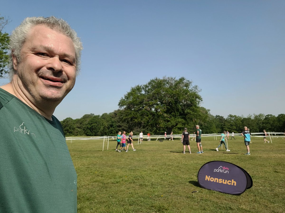 StevenClarke86's tweet photo. That was a scorcher! Found it quite hard going but got there in the end! 32 minutes, so slower than usual. Also saw runners doing London to Brighton...in this heat (!) Anyway, 439 #parkruns with 329 at @nonsuchparkrun #nonsuchparkrun #slowrunner Hopefully it be cooler next week! https://t.co/f9qgQE6HCi
