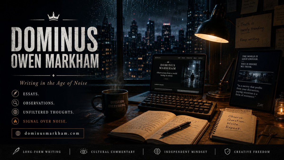 d_o_markham's tweet photo. https://t.co/8Fd3hudU2I

#dominusmarkham

#thequietsignal

#LongFormWriting

#WritersOfSubstack

#reflectivewriting

#modernculture

#SignalOverNoise

#independentwriter

#CulturalObservations

#writingcommunity https://t.co/JFwoRZZaK4