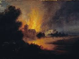 druidtombraider's tweet photo. @17thCenturyLady "A Village on Fire", 17th Century Flemish or Dutch School, now in the Dulwich Picture Gallery.  #StuartSaturday  #KeepitStuart #17thCentury https://t.co/wH9dk1TC5d