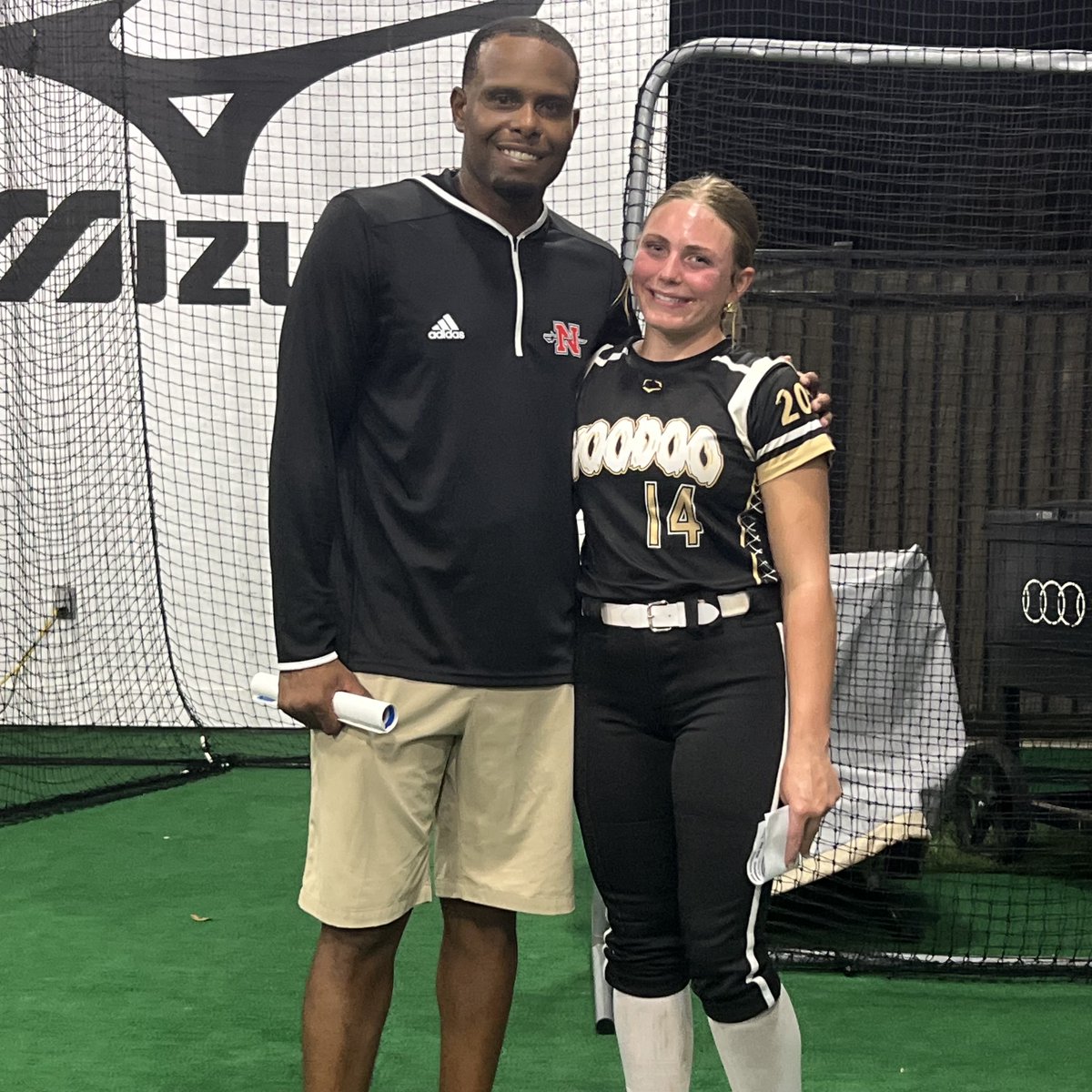 LA__Voodoo's tweet photo. Gail Heidbrink (2028, P/UT) attended the Ron Frost Camp at Nicholls State. She enjoyed how encouraging the coaches are! Coach Pinney especially liked how she’s to attack batters inside. https://t.co/k1k0VApanP