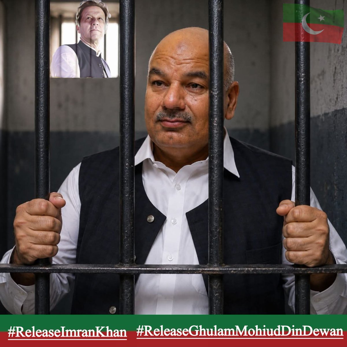Irfanbutt804's tweet photo. پی ٹی آئی رہنما ممبر آزاد کشمیر قانون ساز اسمبلی غلام محی الدین دیوان کو 9 مئی کے 3 سالہ پرانے جھوٹے مقدمے (97/23) میں شک کی بنیاد پر 54 ضابطہ فوجداری کے تحت گرفتار کرنا اور دہشت گردی عدالت کا 3 جون تک شناخت پریڈ کیلئے جیل بھجوانا یہ انصاف نہیں بلکہ انصاف کا قتلِ عام ہے ۔
*رہا کرو رہا کرو*
*عمران خان کو رہا کرو*
*رہا کرو رہا کرو*
*غلام محی الدین دیوان کو رہا کرو*

#ReleaseImranKhan
#ReleaseGhulamMohiudDinDewan
