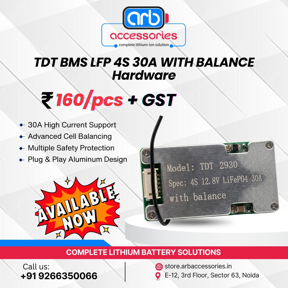arb_ltd's tweet photo. 🔋 TDT BMS LFP 4S Series Available Now ⚡

📞 Contact: +91 9266350066
🌐 https://t.co/4BZbLAJl3D
📍 E-12, 3rd Floor, Sector 63, Noida

#TDTBMS #LFPBMS #LithiumBattery #BatteryPack #BatteryManagementSystem #EVBattery #ARBAccessories https://t.co/RF4gvLnn3R
