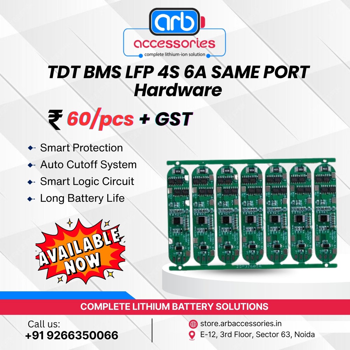 arb_ltd's tweet photo. 🔋 TDT BMS LFP 4S Series Available Now ⚡

📞 Contact: +91 9266350066
🌐 https://t.co/4BZbLAJl3D
📍 E-12, 3rd Floor, Sector 63, Noida

#TDTBMS #LFPBMS #LithiumBattery #BatteryPack #BatteryManagementSystem #EVBattery #ARBAccessories https://t.co/RF4gvLnn3R