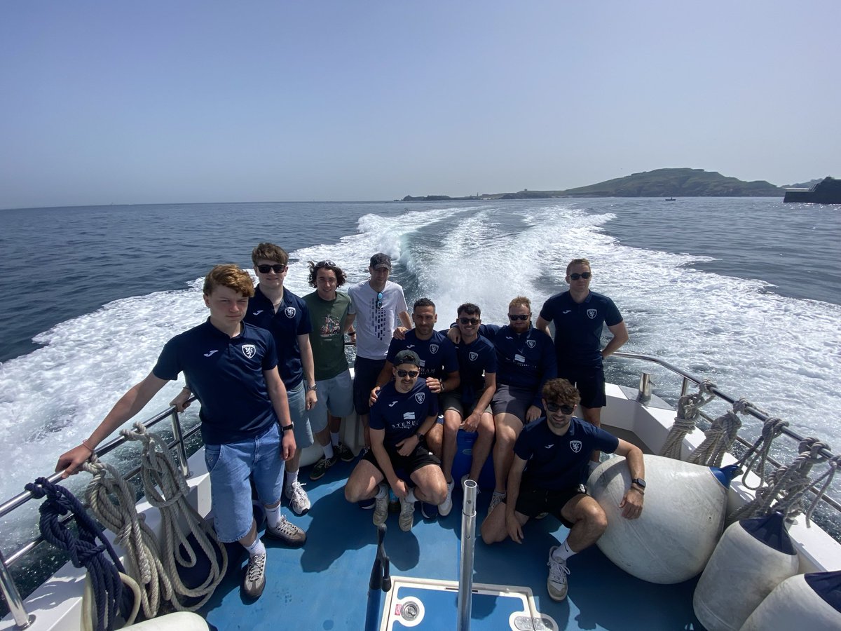 AlderneyFC's tweet photo. How many clubs have to travel by boat and plane to get to a Cup Final? 

All players and coaches have made it onto Guernsey for the Mauger Cup Final against @valerecofficial 🏆 https://t.co/5IqRu33fYN