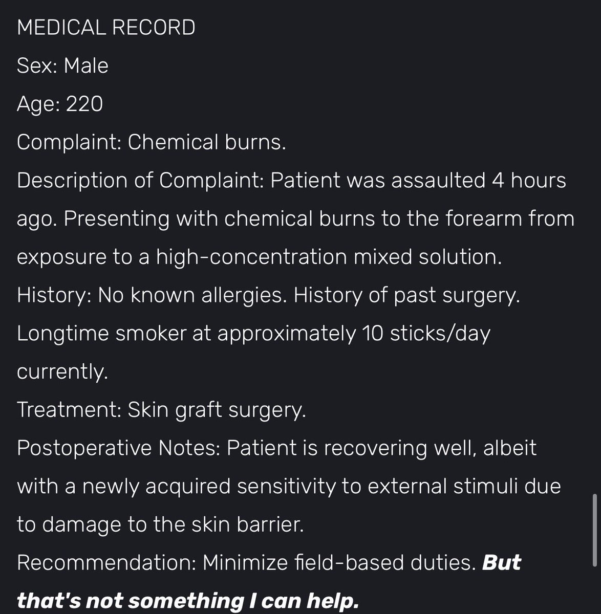 Icouldntprocess's tweet photo. @ashesrrrrrr @4kisl1ts_ 6.6 aq I haven't played yet but there's a note containing dottore's medical records to people including Pantalone (for example) https://t.co/1SWmiwJdnF