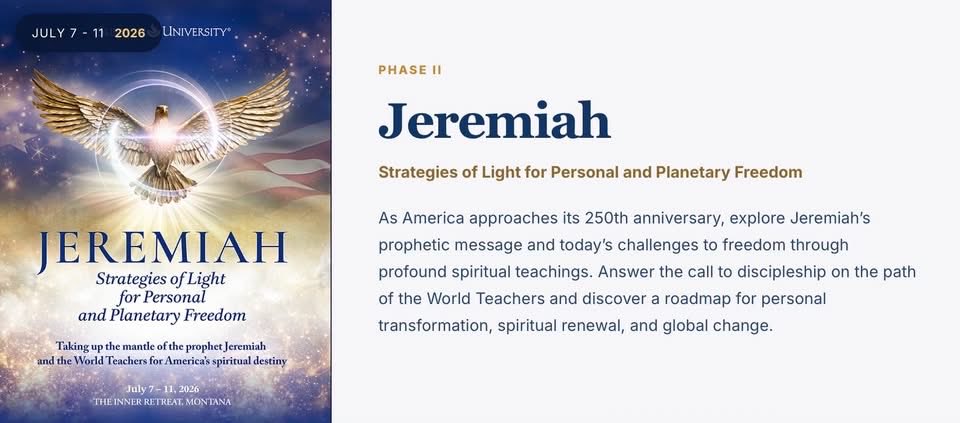 SummitHolland's tweet photo. The Cosmic Destiny of America
Celebrating the 250th Anniversary of Independence

June 29 - July 4 2026

Summit University 

Jeremiah

Strategies of Light for Personal and Planetary Freedom

July 7 - 11 2026

https://t.co/qovRzGJeG1 https://t.co/tGUH6vOw13
