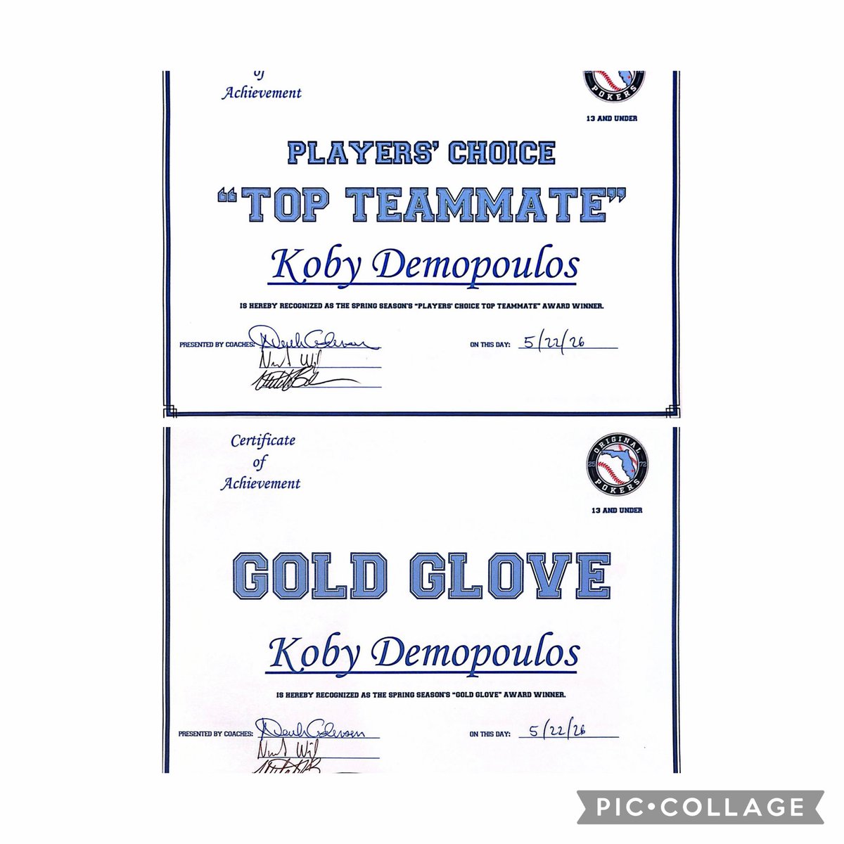 Koby4Baseball's tweet photo. End of the season awards &amp; pokers vs parents game https://t.co/yrywaT4636