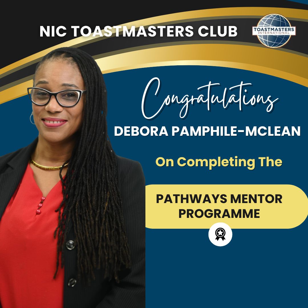 NICTM758's tweet photo. Congratulations to Toastmaster Debora Pamphile-McLean, on her Path completion. Excellent work 🎉. https://t.co/1nbDrwN9Dy