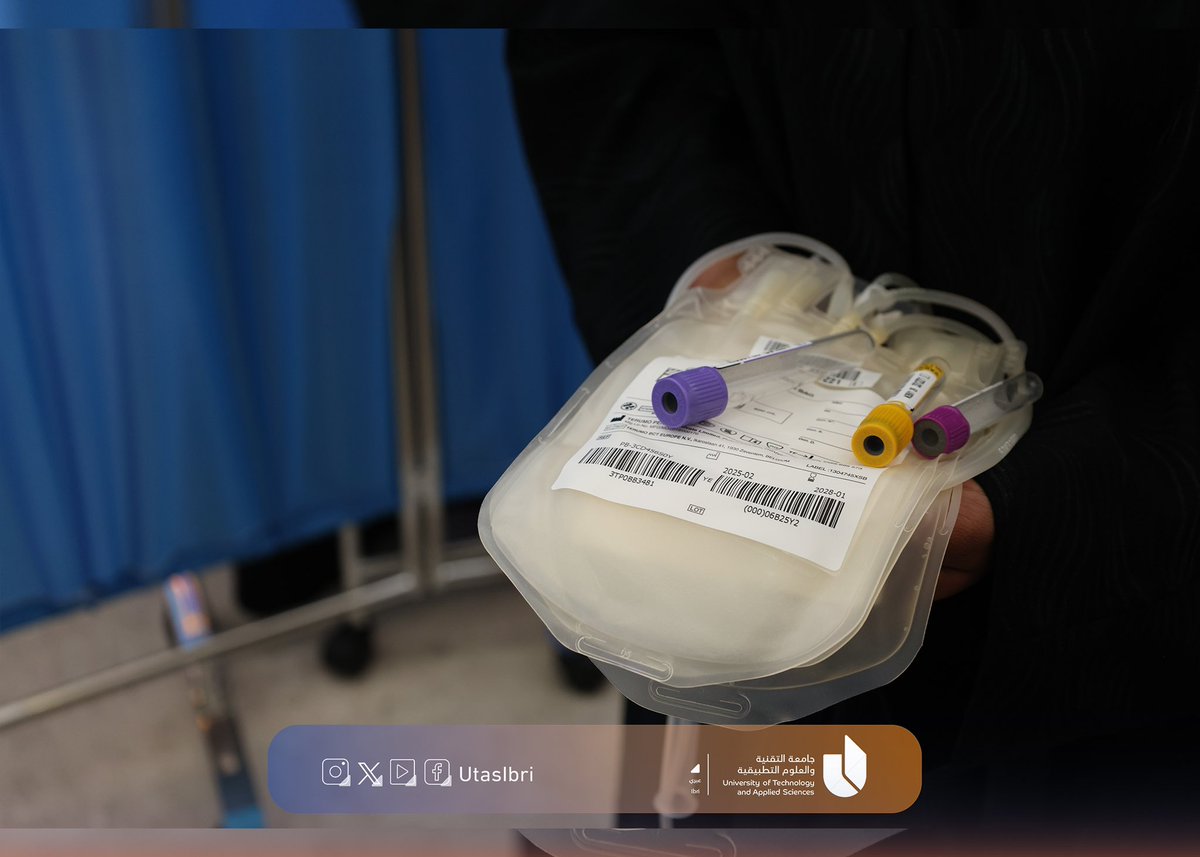 UTASIbri's tweet photo. #يوتاس_عبري 

نظّم نادي العمل التطوعي وعشيرة الجوالة والجوالات، التابعان لمركز شؤون الطلبة، حملةً للتبرع بالدم، استهدفت طلبة فرع الجامعة بعبري وموظفيها والعاملين بها، وذلك دعمًا لبنك الدم بعبري .

#آفاق_واسعة 
#جامعة_التقنية_والعلوم_التطبيقية
#عبري
#التبرع_بالدم https://t.co/F5pPVZKR31